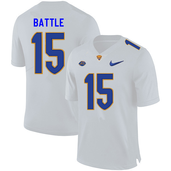 Men #15 Rashad Battle Pitt Panthers College Football Jerseys Sale-White